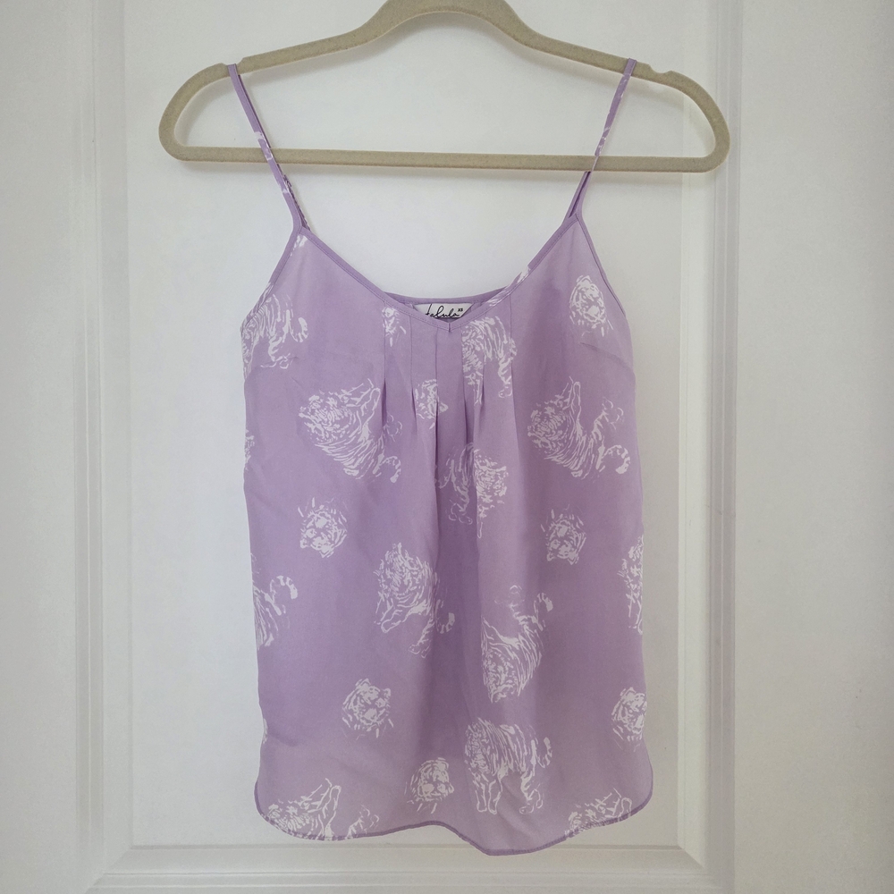 Aritzia Talula Lilac Print Spaghetti Strap Tank Top